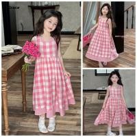 ราคา Grace กระไปรงเสือกักลายสก๊อตสีชมพูสดไสสำหรับเด็กผู้หญิงชุดเดรสสไตล์เจ้าหญิงแขนกุดลำลองสำหรับเด็กแบบให GR597 (29577082220)