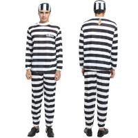 ราคา เครื่องแต่งกายฮาโลวีนสำหรับผู้ใหญ่ ชายและหญิง สไตล์นักโทษ สีดำและขาว เหมาะสำหรับการแสดงบนเวทีและอุปกรณ์ตกแต่งฉาก (27142876465)