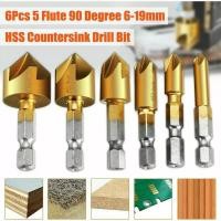 ราคา 6 ชิ้น Countersink เจาะชุด Bit 1 4 Hex Shank HSS งานไม้นักบินสกรูหลุม (27435289437)