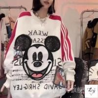ราคา เสื้อแขนยาวผู้หญิงไซส์ใหญ่พิเศษไซส์ใหญ่พิเศษ300กก เกาหลีคอกลมสีตัดกันหนักลายการ์ตูนมิกกี้ริบบิ้นปักเลื่อมสินค้าจากยุโรปเสื้อสเวตเตอร์บุขนกำมะหยี่สำหรับสาวอ้วน (27170854128)