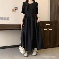 ราคา ชุดชิ้นเดียวแขนสั้นสำหรับอากาศอบอุ่น ไซส์ใหญ่สวมใส่สบาย ช่วยให้คุณดูผอมเพรียวขึ้น (40215343018)