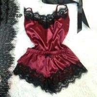 ราคา V P ผู้หญิงชุดนอนสายคล้องคอชุดนอนลูกไม้ Trim ซาติน Cami Top ชุดนอนใหม่ (42259198376)