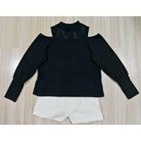 ราคา เสื้อแขนยาวผ้าร่อง เว้าไหล่ สีดำ SHEIN ไซส์ L อก 42 ยาว 22 (52001803321)