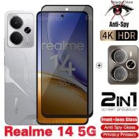 ราคา 2IN1 ความเป็นส่วนตัวป้องกันหน้าจอแก้วฟิล์มสําหรับRealme 14 Pro Plus Pro 14Pro 14X Realme14Pro 4G 5Gโค้งAnti Spyหน้าจอด้านหน้าป้องกันกระจกนิรภัยกล้องด้านหลังฟิล์มVU (42808595406)