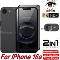 ราคา Iphone16 e 5G 2IN1 หน้าจอความเป็นส่วนตัวปกป้องฟิล์มแก้วสําหรับ IPhone 16 Pro Max Plus 16Plus 16Promax 16e 5G โค้ง Anti Spy หน้าจอด้านหน้าปกป้องกระจกนิรภัยโทรศัพท์ฟิล์ม 0KSE (41208595833)