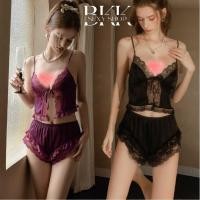 ราคา BKK SEXY ชุดนอนผู้หญิงผ้าซาติน ชุดนอนพร้อมเสื้อคลุม ชุดนอนเซ็ทสายเดี่ยว เสื้อสายเดี่ยว ขาสั้น B 490 (28919692502)