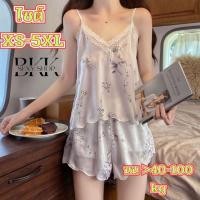 ราคา ชุดนอน ชุดนอนซาติน ชุดนอนเสื้อกางเกง ไซต์ XS 5XL นน 40 100 kg มาในแบบลายดอกไม้เสื้อกางเกงเข้าเซ็ตในชุดเดียว B 024 (22449580950)