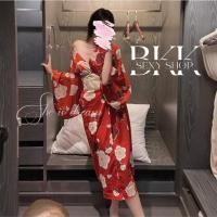 ราคา ชุดกิโมโน ชุดกิโมโนญี่ปุ่น ชุดลายดอกไม้พร้อมสายคาดเอว B 128 (21582331581)