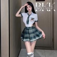 ราคา BKK SEXY ชุดนักเรียนน่ารัก นักเรียนเกาหลี ชุดไฮสคูล มีไซต์ M 5XL นน 40 100 KG จีบทวิส เก๋สุดๆ B 412 (24543649555)