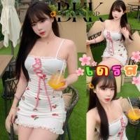 ราคา BKK SEXY เดรสเกาหลี เดรสสายเดี่ยว เดรสสั้นน่ารัก มีไซต์ M 5XL นน 40 100 KG ผ้ายืด เอวจับจีบหย่น ขอบแต่งลูกไม้ B 912 (29135853953)