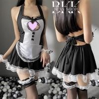ราคา ชุดคอสเพลย์ ชุดเมด ชุดเมดแม่บ้าน สายคล้องคอแบบผูกด้านหลัง ตัวเดรสสีดำผ้ากั้นเปื้อนสีขาว B 074 (20684443123)