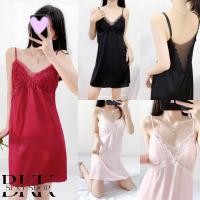 ราคา ชุดนอนซาติน แบบผ้าลูกไม้ ชุดนอนกระโปรง มี 3 ไซต์ M XL ได้ถึง 85 kg B 261 (19692248981)