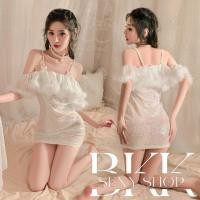 ราคา ชุดเดรส ชุดเดรสสายเดี่ยว เกรดดีพรีเมี่ยม สายเดี่ยวประดับมุกชุดเปิดไหล่ B 111 (24560458022)