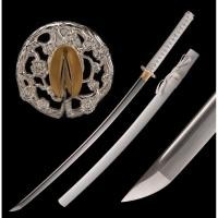 ราคา นำเข้า ดาบซามูไร Handmade Katana สีขาว งานตีมือแท้ ใบดาบจริง Full Tang ผลิตจากเหล็ก 1060 High Carbon Steel (43618398130)
