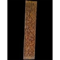 ราคา ไม้สักแกะสลักลายวิวชนบท ขนาด 40x4x205 ซม เสน่ห์ของชีวิตเรียบง่ายในชนบท ถูกถ่ายทอดผ่านงานแกะสลักไม้สักเก่า (44255973703)
