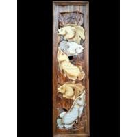 ราคา แผ่นไม้สักแกะสลักปลามังกรและปลาเงินทอง งานลงสีตีกรอบ ขนาด กว้าง 28 ซม ยาว 104 ซม แบบแขวนผนัง (40805689629)