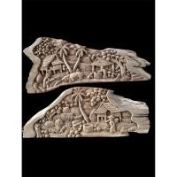 ราคา งานแกะสลักภาพวิถีชีวิตชนบทชาวนา บนแผ่นไม้สักแท้ ขนาด กว้าง 25 ซม ยาว 80 ซม แบบแขวนผนัง งานไม้สักแกะสลักละเอียด (28787904609)