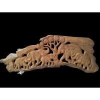 ราคา แผ่นไม้สักดิบแกะสลักภาพช้างโขลงลายฉลุ งานสีไม้เดิม ขนาด กว้าง 25 ซม ยาว 100 ซม แบบแขวนผนัง แผ่นละ1700 (43305691111)