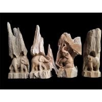 ราคา ตอไม้สักดิบแกะสลักรูปช้าง งานแฮนด์เมด ขนาด กว้าง 13 16 ซม สูง 33 ซม แบบตั้งโชว์ 4ชิ้น (28287894984)