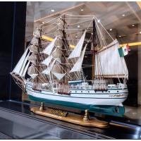 ราคา นำเข้าตกแต่ง Aimal Mock โมเดลเรือไม้ตกแต่งบ้าน ขนาดกลางพิเศษ งานจำลองเรือใบสุดประณีต ดีไซน์หรูหรา 80 x 17 x 52 ซม (28989421630)