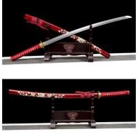 ราคา นำเข้า ดาบซามูไรเหล็กคาร์บอนสูง High Carbon Steel Samurai Sword ใบมีดขัดเงาแบบกระจก ฝักแดงสุดหรู งานฝีมือ (27342646204)