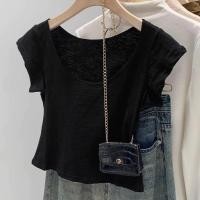 ราคา เสื้อยืดแขนสั้นคอกลมผ้าฝ้ายสลาฟใส่สบายด้านบนของผู้หญิง S XL (57101665299)