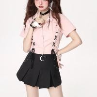 ราคา เสื้อเชิ้ตแขนสั้น เปิดไหล่ เข้ารูป ประดับโบว์ แฟชั่นฤดูร้อน สําหรับผู้หญิง มีสีดํา สีชมพู (18192906723)