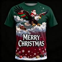 ราคา เสื้อยืดคริสต์มาสแขนสั้น พิมพ์ลายอินทรีย์และต้นคริสต์mas สีแดงและเขียว เหมาะสำหรับทุกวัย (57500942036)