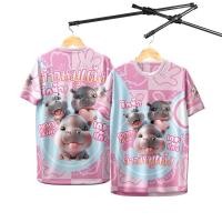 ราคา เสื้อยืดกีฬาสีชมพูกับลวดลายฮิปโปและหมูเด้ง (43476303453)
