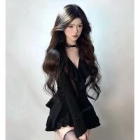 ราคา เดรสสั้นเกาหลีสีดำสำหรับผู้หญิง มาพร้อมเสื้อตัวใน (43224780144)