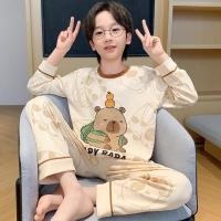 ราคา ชุดพิจamas เด็กชาย เสื้อแขนยาวคอกลม และกางเกงนอน ชุดสูทนอน (40173228242)