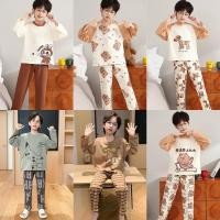 ราคา ชุดนอนเด็กผู้ชาย กางเกงขายาวพร้อมท็อปส์แขนยาวคอรอบ สำหรับเด็กวัยหัดเดินและเด็กเล็ก (27792672719)