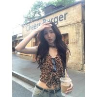 ราคา เสื้อท็อปแขนกุดพิมพ์ลายเสือดาวสำหรับผู้หญิง เสื้อเว้าหลังและเสื้อครอป สไตล์แฟชั่น (24397688865)