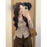 ราคา ท็อปส์ซูแขนยาวผู้หญิง ทรงเข้ารูป สไตล์เบลาส์ เหมาะสำหรับหน้าหนาว (47700999252)