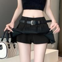 ราคา ชุดกระโปรงผู้หญิง กระโปรงมิดิทรงจีบ สั้นแบบมินิ สีดำ ทรงเอ กับเข็มขัด (24297698865)