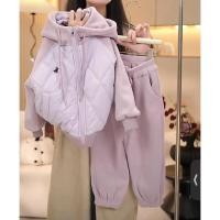 ราคา สาวผ้านวมเสื้อกันหนาวแจ็คเก็ตหนา กางเกงวอร์ม สูท 2025 เด็กคลุมด้วยผ้าผ้าฝ้ายเสื้อผ้าฤดูใบไม้ร่วงฤดูหนาวกีฬาชุดสองชิ้นอินเทร (56151246050)