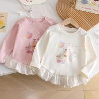 ราคา เสื้อยืดแขนยาวผ้าฝ้ายแท้สำหรับวัยรุ่นหญิง สไตล์ลูกไม้ พิมพ์ลายสวยงาม เหมาะสำหรับฤดูใบไม้ผลิและฤดูใบไม้ร่วง (55601236468)