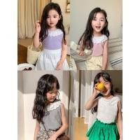 ราคา เสื้อยืดเด็กหญิง คอตุ๊กตาผ้าฝ้ายถัก ลูกไม้ ลายทางน่ารัก ไซส์ 2 6Y ราคาพิเศษ (24666247541)