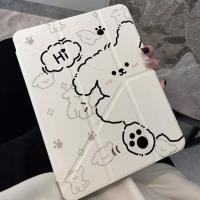 ราคา Line Art Puppy iPad Pro 2022 แท็บเล็ต Apple เคสป้องกัน 11 นิ้วเคสแท็บเล็ต Air 4 5 อะคริลิค Apple iPad 11 แท็บเล็ตเคส Air 7 6 เคสป้องกัน Pro 2024 พร้อมช่องเสียบปากกา Air 5 4iPad เคสป้องกัน 9 8 7iPad Mi