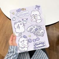 ราคา สีม่วงสายแมวพิมพ์ Apple ipad10 เคสป้องกัน 3 y พับ air6 เคสแท็บเล็ต pro2024 iPad case air5 4 การ์ตูน 9 8 รุ่นกรณี iPad เคสไอแพด air6 ไอแพดเจน11 เคสไอแพด air4 เคส ipad gen9 เคส ipad case ipad gen 10 cas