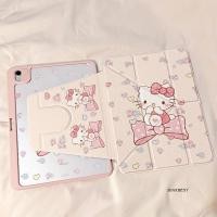 ราคา เหมาะสําหรับ iPhone 3 Y Type iPadAir6 เคสแท็บเล็ต Hello Kitty Printing Pro11 อะคริลิค 9 10 รุ่น 720 เคส Apple Tablet สุดน่ารักหมุนได้ Air4 5 เคสสีชมพู iPad (24743531248)