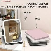 ราคา CODECOVE กระจกแต่งหน้าเดินทาง โหมดแสง 3 สี หนัง ปู่ ไฟ นํา กระจกตั้งโต๊ะ กระจกความงามที่มีแสงแบบพกพาพับหรี่แสงได้หน้าจอสัมผัสกระจกหอ (54150761175)