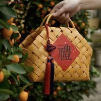 ราคา CODECOVE ตะกร้าบรรจุภัณฑ์ กระเป๋าสานสร้างสรรค์ไม้ ตะกร้ามือถือนํากลับมาใช้ใหม่แฮนด์เมดธรรมชาติแบบพกพา (48401727805)