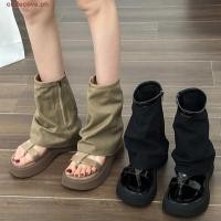 ราคา CODECOVE รองเท้าบูทสั้นเดนิม รองเท้าบูทเปิดนิ้วเท้าหนังนุ่มวินเทจ ดีไซน์ใหม่ ย2เค สไตล์ถนนเย็นฮาราจูกุรองเท้าแตะรองเท้าหญิง (43924506121)