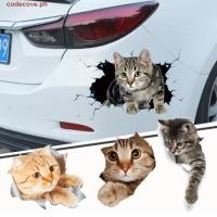 ราคา CODECOVE รถ 3D สติกเกอร์แมว 3D แมวกันน้ําแมวใน Crack สติกเกอร์ Decals PVC ตลกสัตว์จัดแต่งทรงผมสัตว์สติกเกอร์รถ Decal (42675951706)