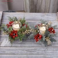 ราคา CODECOVE แหวนเทียน ดอกไม้ประดิษฐ์25ซม พวงหรีดเทียน อุปกรณ์ถ่ายภาพใบไม้สีเขียวพรรคซัพพลายโรแมนติกเชิงเทียนพวงหรีดตกแต่งคริสต์มาส (45600322570)