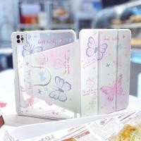 ราคา เคส Ipad 360 Rotationmoon ดอกไม้ผีเสื้อเหมาะสําหรับอะคริลิค iPad Air6 Gen7 8 9 10 2 Gen5 6 9 7 Air4 Air5 10 9 Pro11 Gen10 Triple พับ iPad Cover (25534443066)