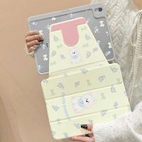 ราคา เคส Ipad 360 Rotationfloral Puppy เหมาะสําหรับอะคริลิค iPad Air6 Gen7 8 9 10 2 Gen5 6 9 7 Air4 Air5 10 9 Pro11 Gen10 Triple พับ iPad Cover (29606483392)
