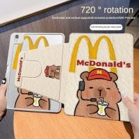 ราคา เคส Ipad 360 Rotationmcdonalds Cola Capybara เหมาะสําหรับอะคริลิค iPad Air6 Gen7 8 9 10 2 Gen5 6 9 7 Air4 Air5 10 9 Pro11 Gen10 Triple พับ iPad Cover (27307946445)