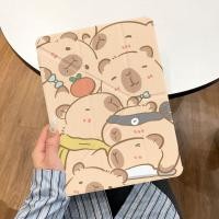 ราคา อะคริลิคipadกรณีy Tripleพับช่องเสียบปากกาสําหรับiPad Gen7 Gen6 Gen5 10 2 นิ้วAir6 Air5 Air4 Appleผ้าพันคอสีเหลืองCapybara Pro11 2022 2024 Gen10 Gen9 Gen8 Anti Drop iPad Cover (26760410573)